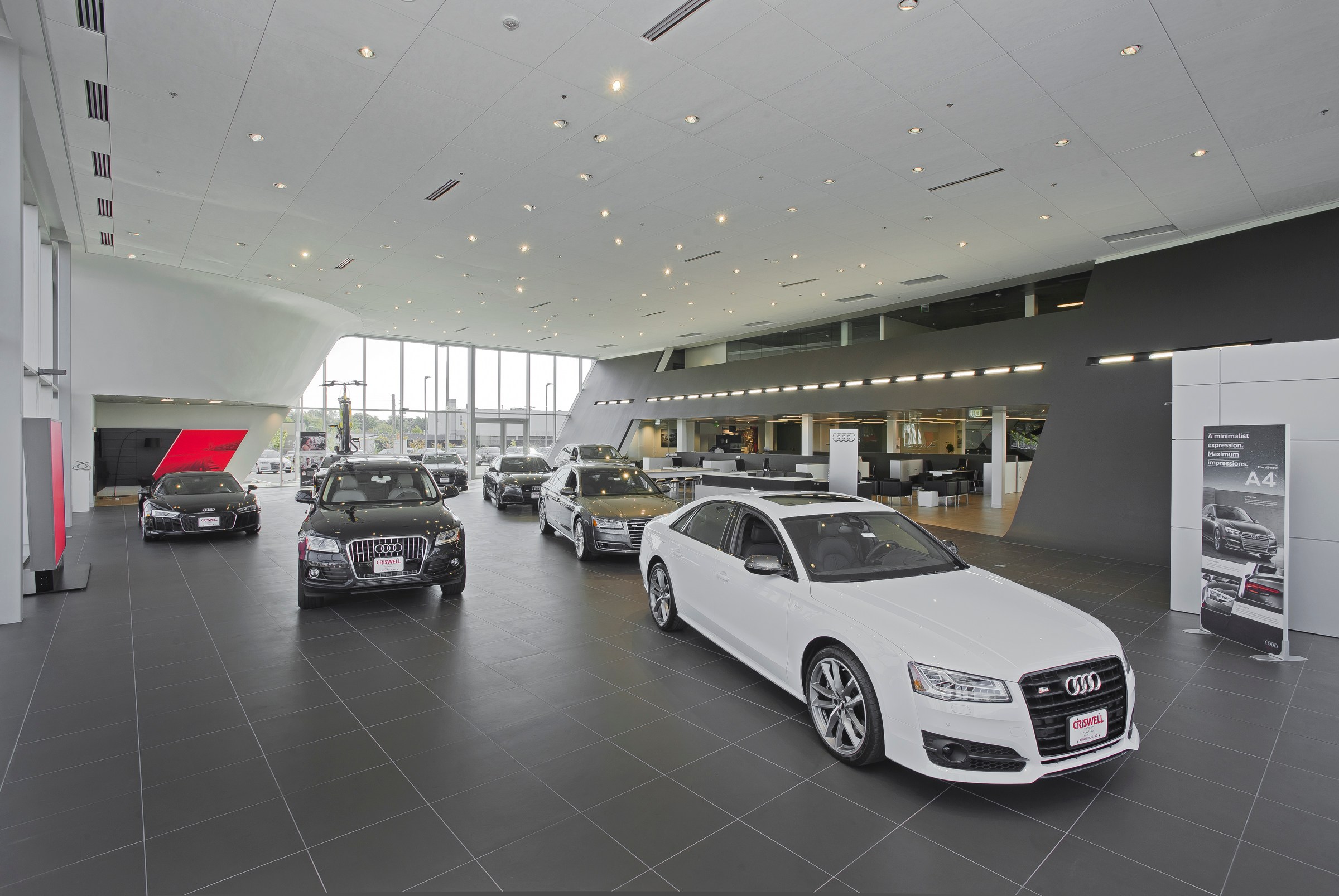 Audi Dealerships Nationwide. Custom Lighting Fixtures by Belfer Lighting. www.belfer.com