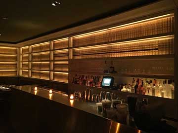 Under cabinet lighting in bar of restaurant