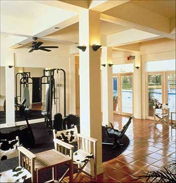 Wall Sconces in private gym of ranch resort fitness center