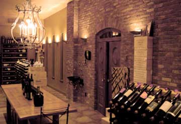 Wall Sconces in wine cellar tasting room