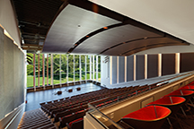 Custom Linear Wall Lighting Fixtures in auditorium lecture hall at county library
